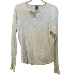 GAP Factory NWT Soft Blue Henley Shirt Ribbed Long Sleeve Pastel Casual Sz XL
